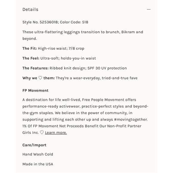 NWOT Free People Movement Good Karma Leggings XS/S - Picture 4 of 5